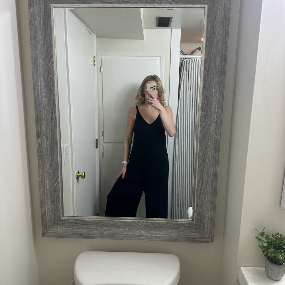 Athleta Black V-Neck Jumpsuit